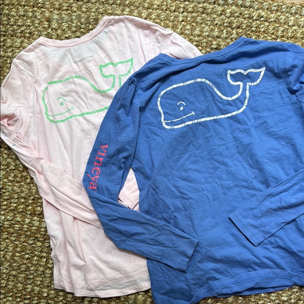 Vineyard Vines Soft Pink and Classic Blue Long Sleeve Tees